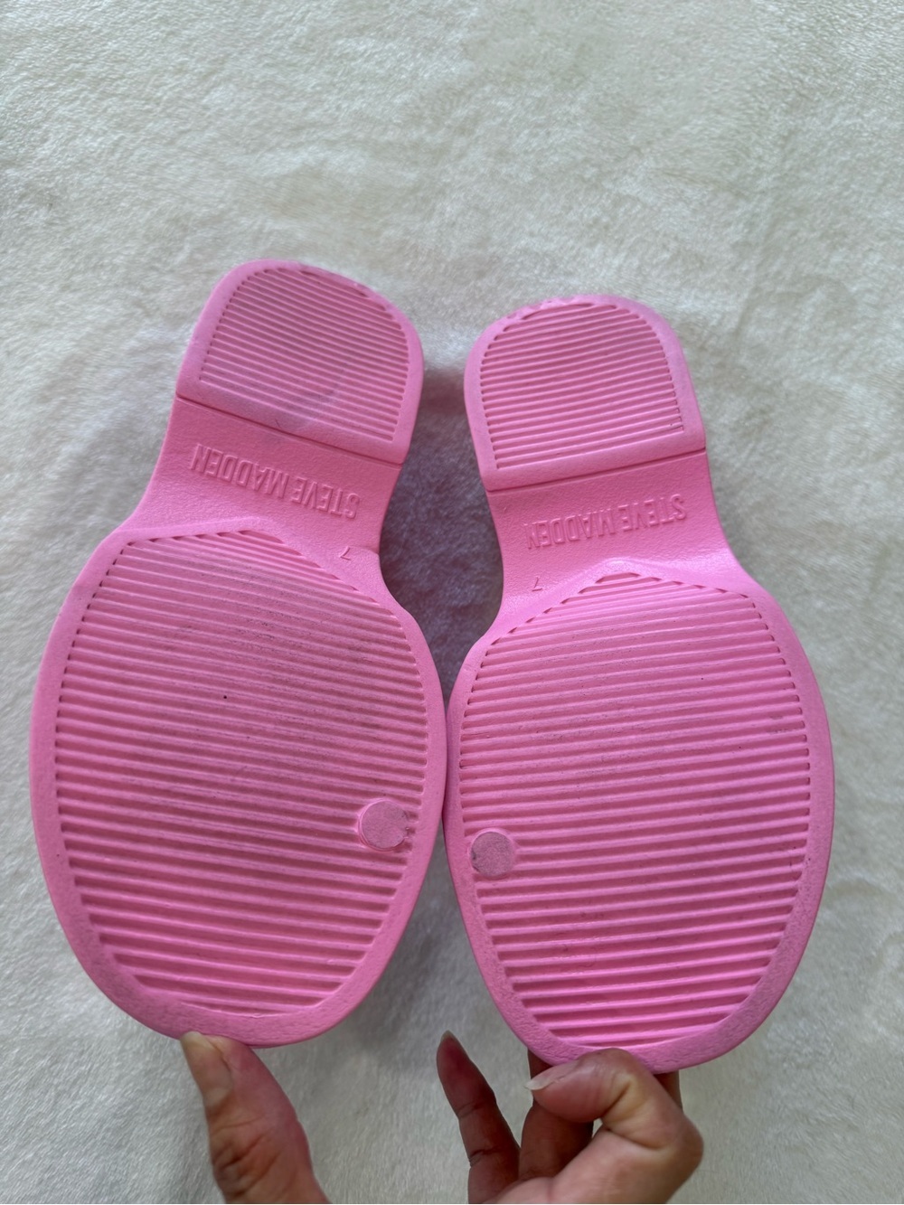 Steve Madden Pink Platform Slide Sandals Size 7 Chunky Comfort Slides - Picture 2 of 8